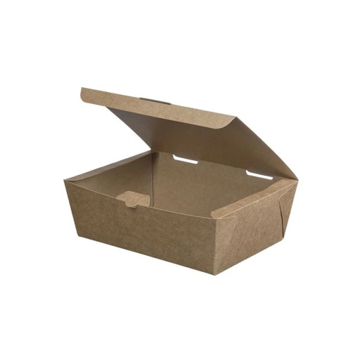 Easy to Open Food Boxes “Kraft” for Double Burger - 200×145×75mm - (200 Boxes)