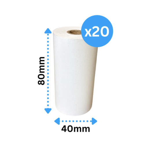Thermal Till Rolls 80mm x 40mm (Box Of 20 Rolls) Just Eat/Uber Eats/Deliveroo Rolls 65 GSM, BPA FREE