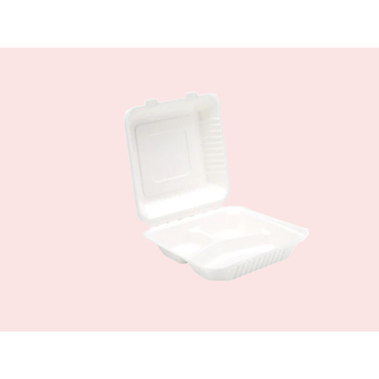 9" x 9" -  3 COMPARTMENT BIODEGRADABLE BAGASSE  (200)