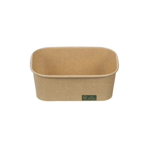 750ml Kraft Rectangle Bowl (PE Lined)