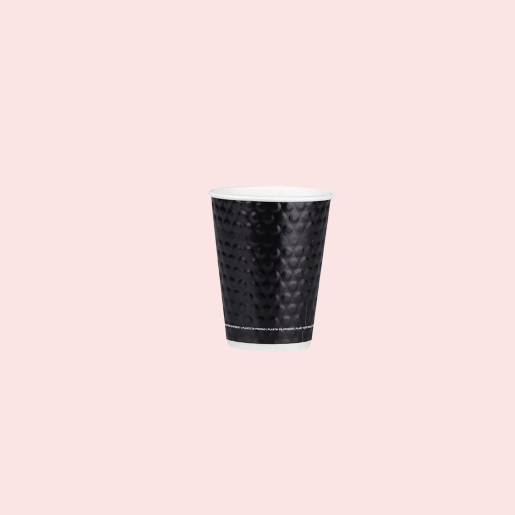 Double Wall Paper Cups 8oz Black Colour Bubble Design - Flat White Double Wall Paper Cups 8oz Black Colour Bubble Design - Flat White