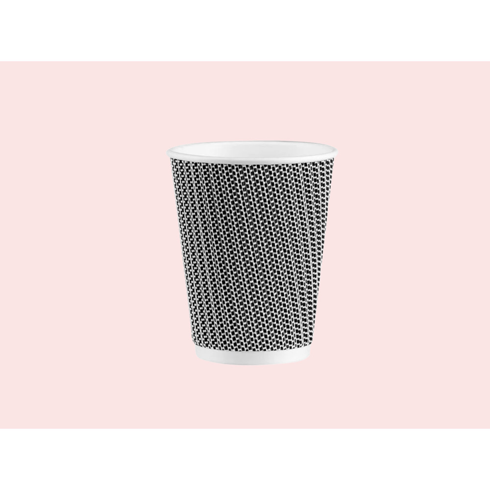 Triple Wall Ripple Paper Cups 12oz - Black & White