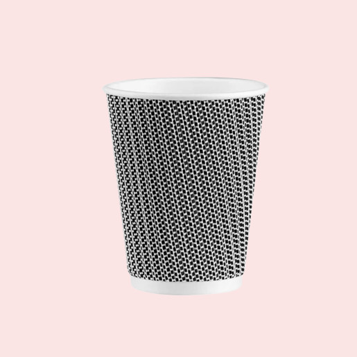 Triple Wall Ripple Paper Cups 12oz  - Black & White (Coming Soon)