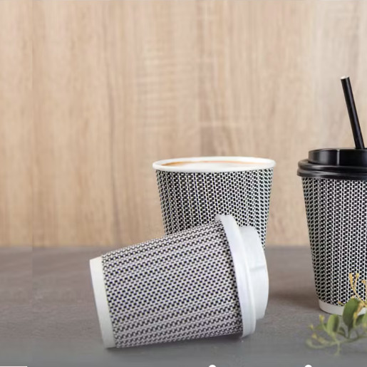Triple Wall Ripple Paper Cups 12oz - Black & White (Coming Soon) Triple Wall Ripple Paper Cups 12oz - Black & White (Coming Soon)