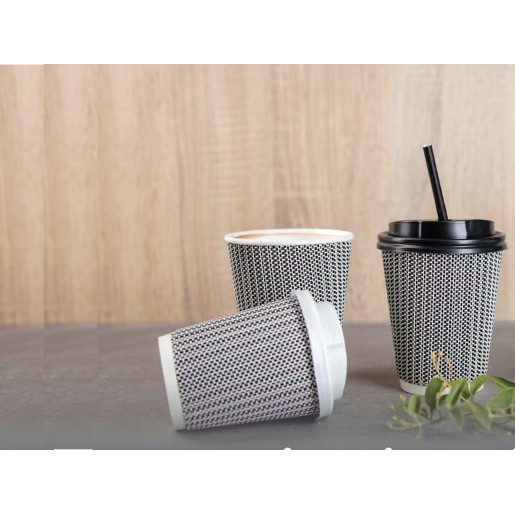 Triple Wall Ripple Paper Cups 8oz  - Black & White (Coming Soon)
