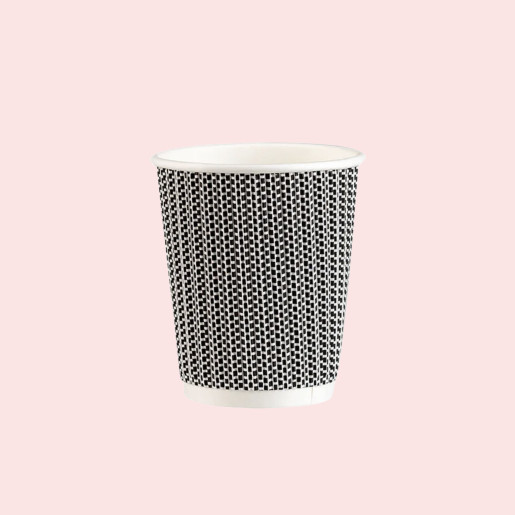Triple Wall Ripple Paper Cups 8oz  - Black & White (Coming Soon)
