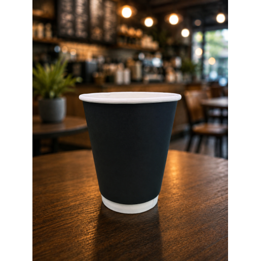 Double Wall Paper Cups 12oz Matte Black (500)