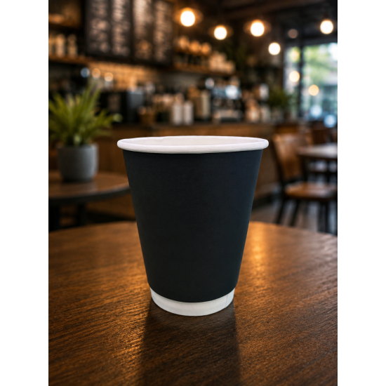 Double Wall Paper Cups 12oz Matte Black (500) Double Wall Paper Cups 12oz Matte Black (500)