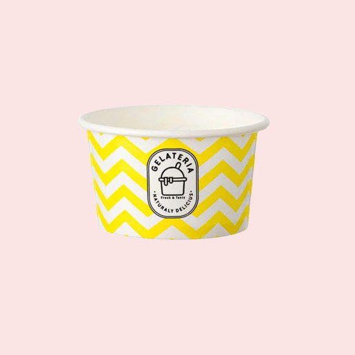 Gelateria Ice Cream Paper Cups - 4oz Yellow Zig Zag Design Gelateria Ice Cream Paper Cups - 4oz Yellow Zig Zag Design