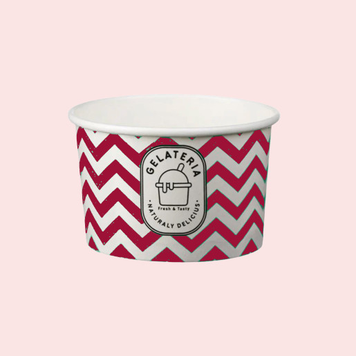 Gelateria Ice Cream Paper Cups - 6oz Magenta Zig Zag Design Gelateria Ice Cream Paper Cups - 6oz Magenta Zig Zag Design