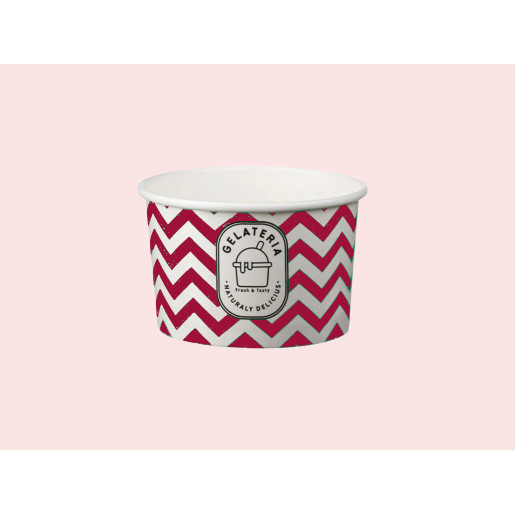 Gelateria Ice Cream Paper Cups - 6oz Magenta Zig Zag Design